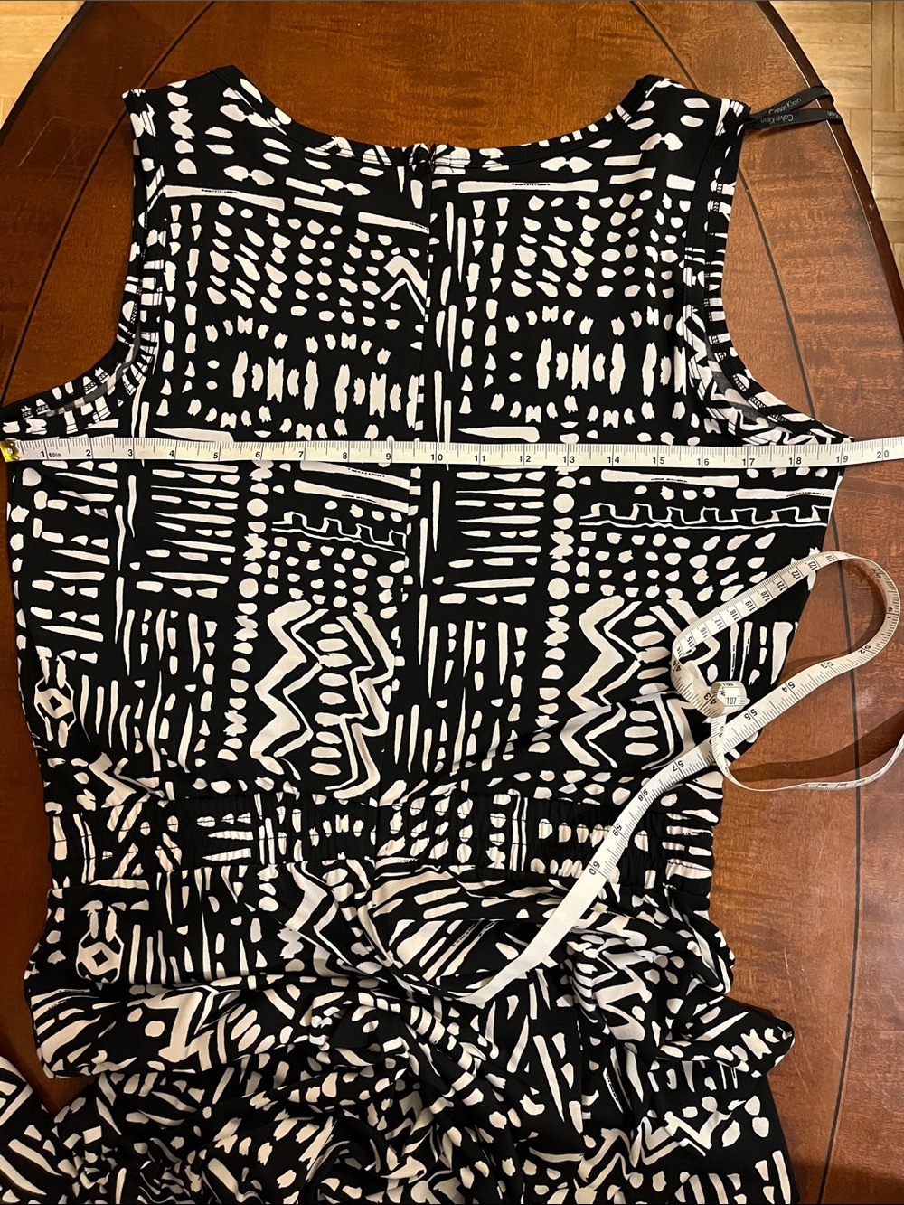 Calvin Klein wide-leg jumpsuit/ romper. Stretchy waist. Geometric black white 10 - Picture 7 of 11